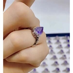 RAW AMETHYST POINT RING